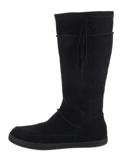 Pre-owned Ugg Suede Tassel Accents Boots In Black