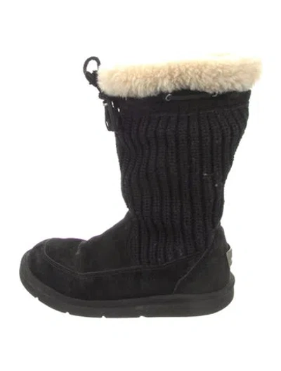 Pre-owned Ugg Suede Tassel Accents Boots In Black