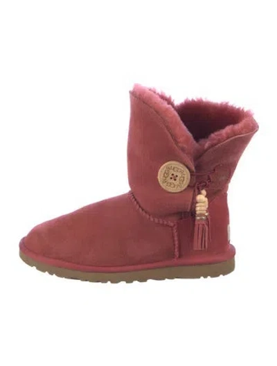 Pre-owned Ugg Suede Tassel Accents Boots In Red