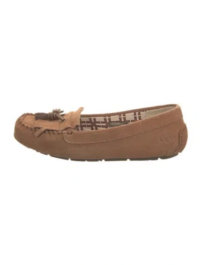Pre-owned Ugg Suede Tassel Accents Moccasins In Brown