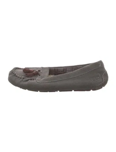 Pre-owned Ugg Suede Tassel Accents Moccasins In Grey