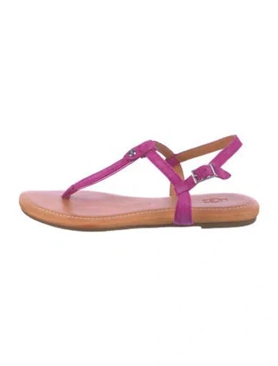 Pre-owned Ugg Suede T-strap Sandals In Pink