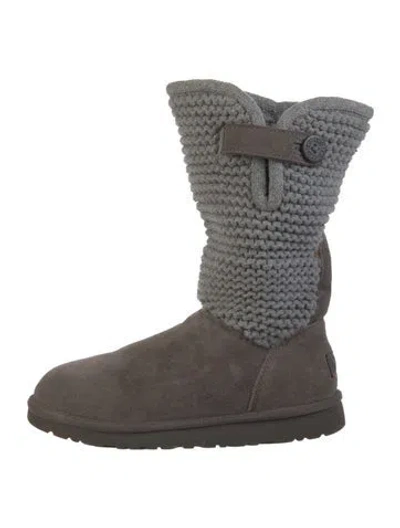 Pre-owned Ugg Suede Tweed Pattern Sock Boots In Gray