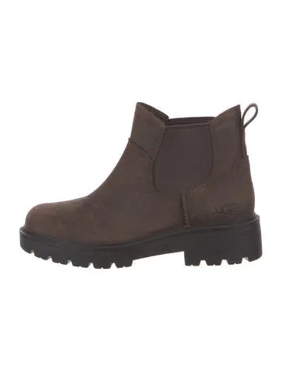 Pre-owned Ugg Suede Wedge Sneakers In Brown