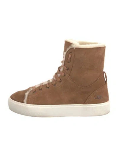 Pre-owned Ugg Suede Wedge Sneakers In Neutral
