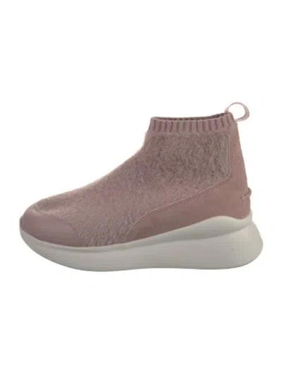 Pre-owned Ugg Suede Wedge Sneakers In Pink