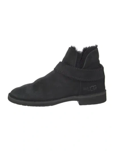 Pre-owned Ugg Suede Whipstitch Trim Boots In Black