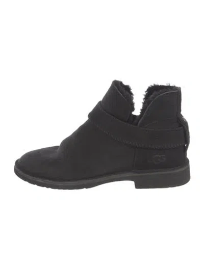 Pre-owned Ugg Suede Whipstitch Trim Boots In Black