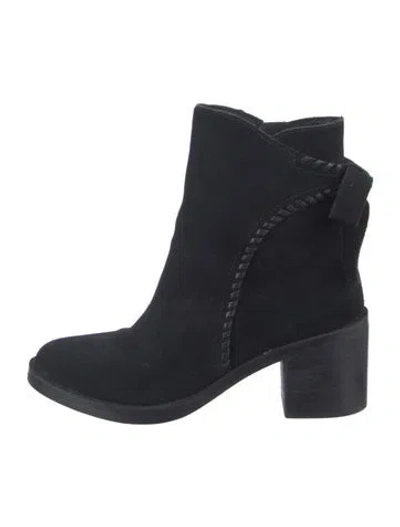 Pre-owned Ugg Suede Whipstitch Trim Boots In Black