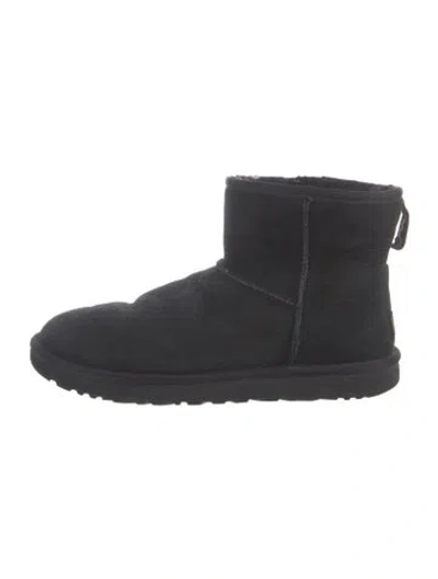 Pre-owned Ugg Suede Whipstitch Trim Boots In Black/blue