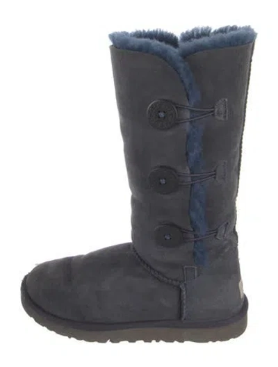 Pre-owned Ugg Suede Whipstitch Trim Boots In Blue