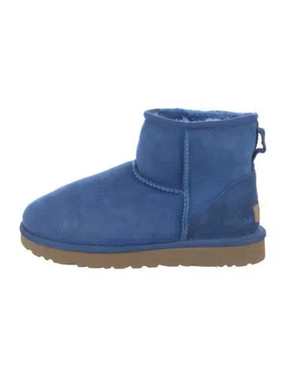 Pre-owned Ugg Suede Whipstitch Trim Boots In Blue