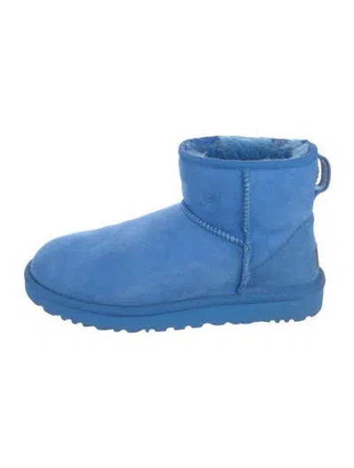Pre-owned Ugg Suede Whipstitch Trim Boots In Blue