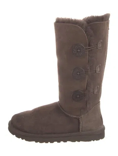 Pre-owned Ugg Suede Whipstitch Trim Boots In Brown