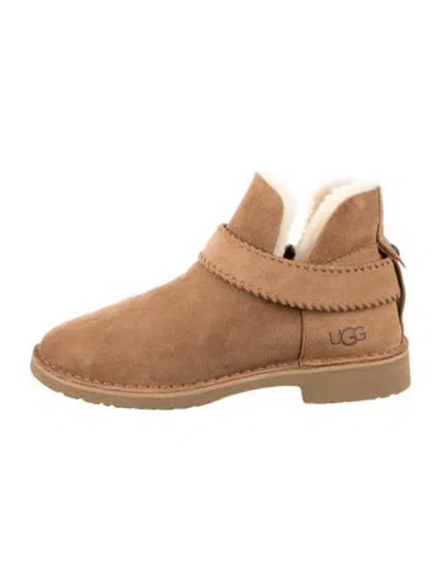 Pre-owned Ugg Suede Whipstitch Trim Boots In Brown