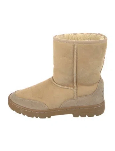 Pre-owned Ugg Suede Whipstitch Trim Boots In Neutral
