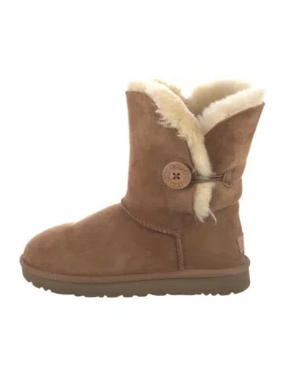 Pre-owned Ugg Suede Whipstitch Trim Boots In Neutrals