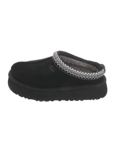 Pre-owned Ugg Suede Whipstitch Trim Flats In Black