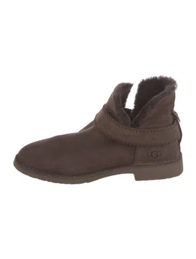 Pre-owned Ugg Suede Whipstitch Trim Lace-up Boots In Brown