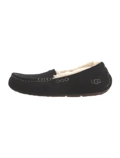 Pre-owned Ugg Suede Whipstitch Trim Moccasins In Black