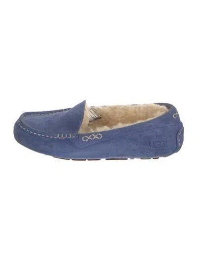 Pre-owned Ugg Suede Whipstitch Trim Moccasins In Blue