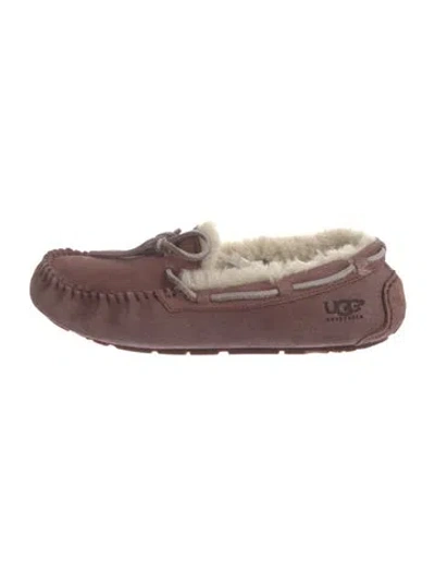 Pre-owned Ugg Suede Whipstitch Trim Moccasins In Brown