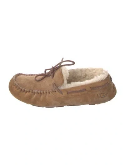 Pre-owned Ugg Suede Whipstitch Trim Moccasins In Neutrals