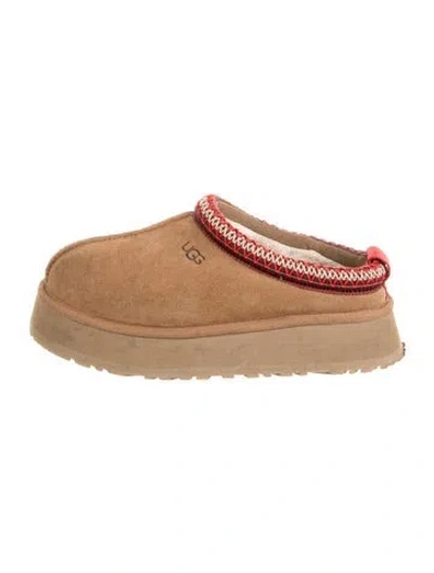 Pre-owned Ugg Suede Whipstitch Trim Mules In Brown