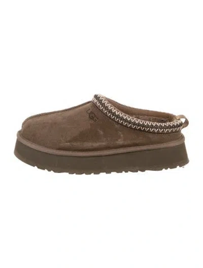 Pre-owned Ugg Suede Whipstitch Trim Mules In Brown