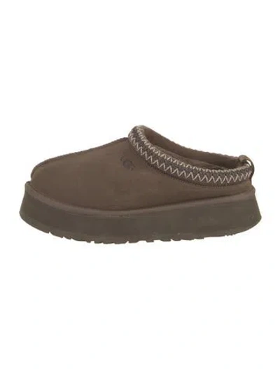 Pre-owned Ugg Suede Whipstitch Trim Mules In Brown