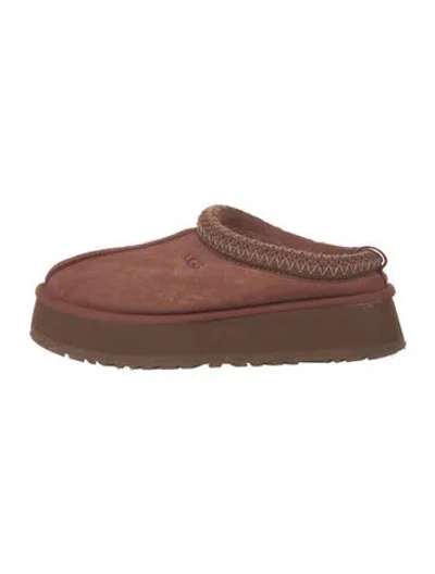 Pre-owned Ugg Suede Whipstitch Trim Mules In Brown