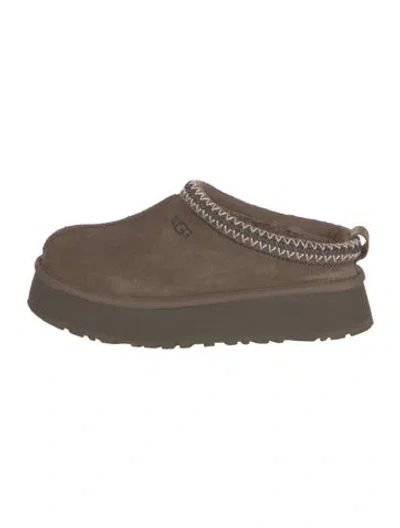 Pre-owned Ugg Suede Whipstitch Trim Mules In Brown/neutrals