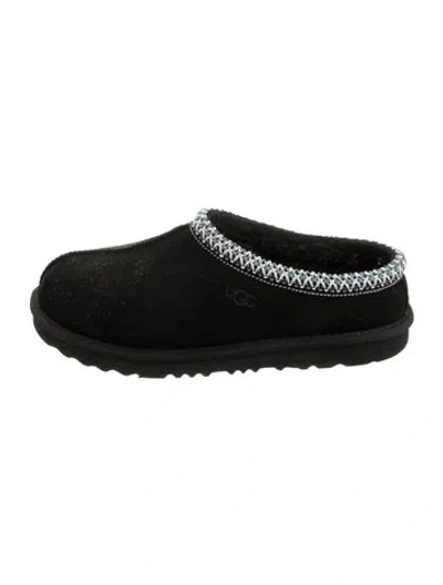 Pre-owned Ugg Suede Whipstitch Trim Slippers In Black