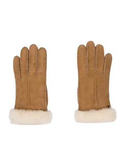 Pre-owned Ugg Suede Winter Gloves In Brown