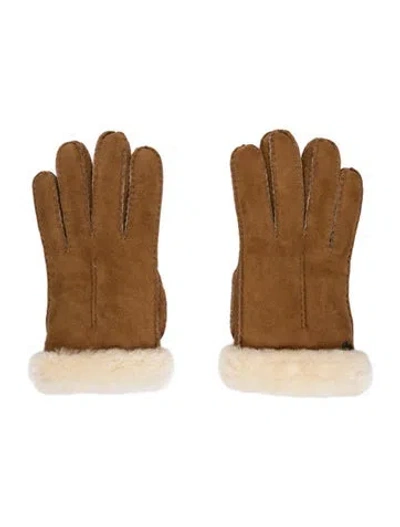 Pre-owned Ugg Suede Winter Gloves In Brown