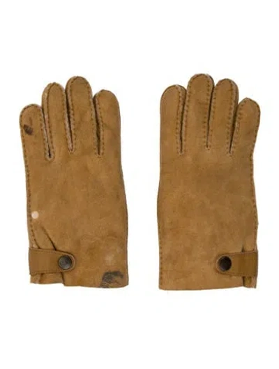 Pre-owned Ugg Suede Winter Gloves In Neutral