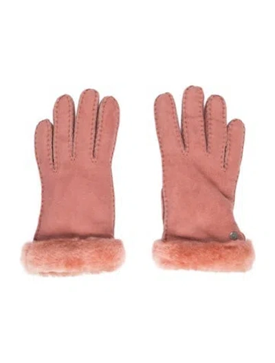 Pre-owned Ugg Suede Winter Gloves In Pink