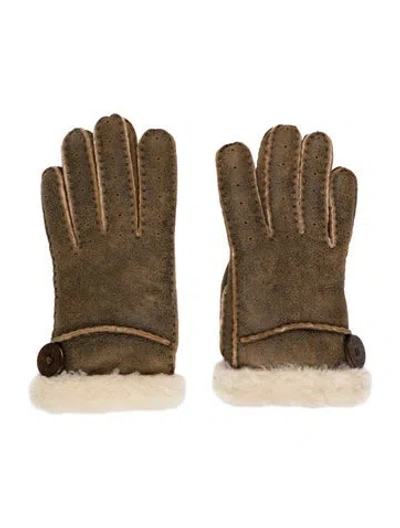 Pre-owned Ugg Suede Winter Gloves W/tags In Brown