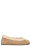 Ugg Soft Suede Ballet Flat With Plush Sheepskin Lining In Brown
