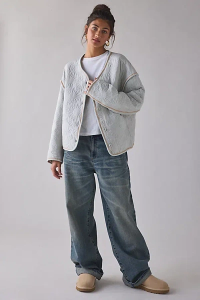 Ugg Sun Quilted Embroidered Jacket In Grey, Women's At Urban Outfitters In Gray