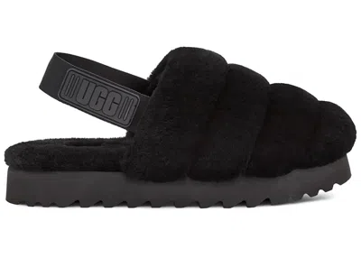 Pre-owned Ugg Super Fluff Slipper (women's) Sneakers In Black