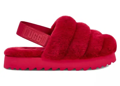 Pre-owned Ugg Super Fluff Slipper (women's) Sneakers In Ribbon Red