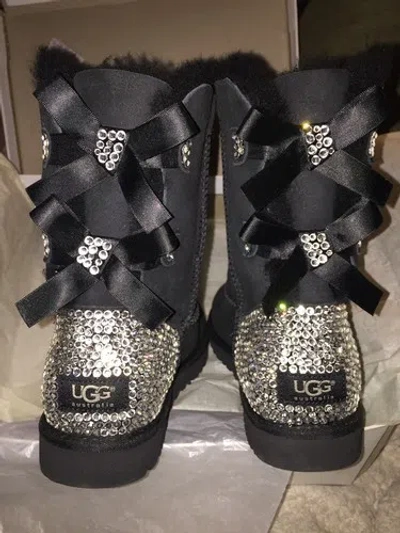 Pre-owned Ugg Swarovski Bailey Bow Ii  Boots In Black