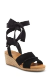 Ugg ® Taia Ankle Tie Wedge Sandal In Black
