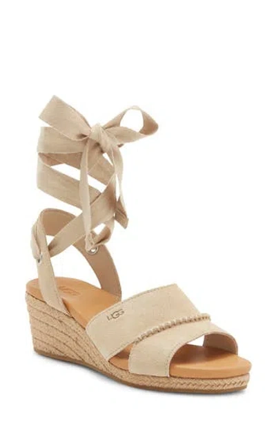 Ugg ® Taia Ankle Tie Wedge Sandal In Mustard Seed