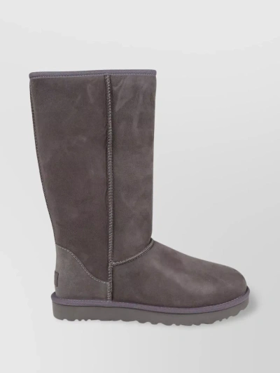 Ugg Tall Round Toe Suede Boots In Gray