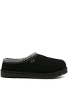Ugg Mens Black Tasman Ii Shearling-lined Suede Slippers Eur 41 / 7 Uk In Black