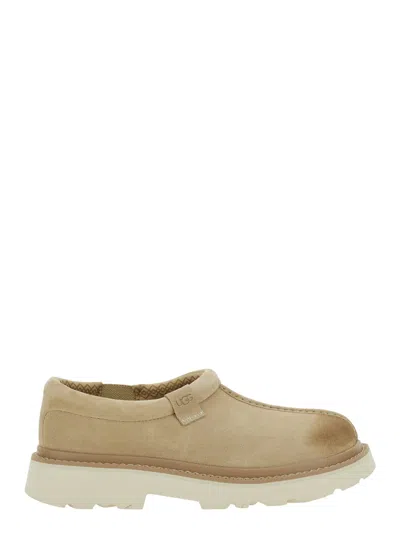 Ugg Tasman Beige Mule With Raised Sole In Suede Man In Sand