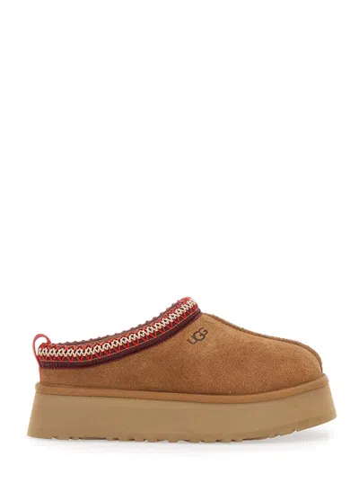 Ugg Tasman Beige Plaited Hem Mules In Suede Woman In Brown