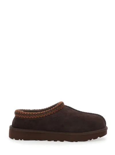 UGG 'TASMAN' BROWN MULES WITH EMBOSSED LOGO IN SUEDE WOMAN